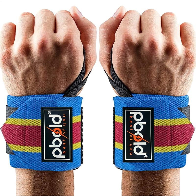 PBOLD - Par Muñequera Strap Pesas Mancuerna Barras Gimnasio Gym Azul