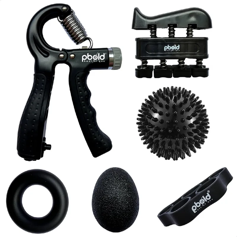 PBOLD - Kit Handgrip Ejercitador Terapia Recuperación Mano Negro