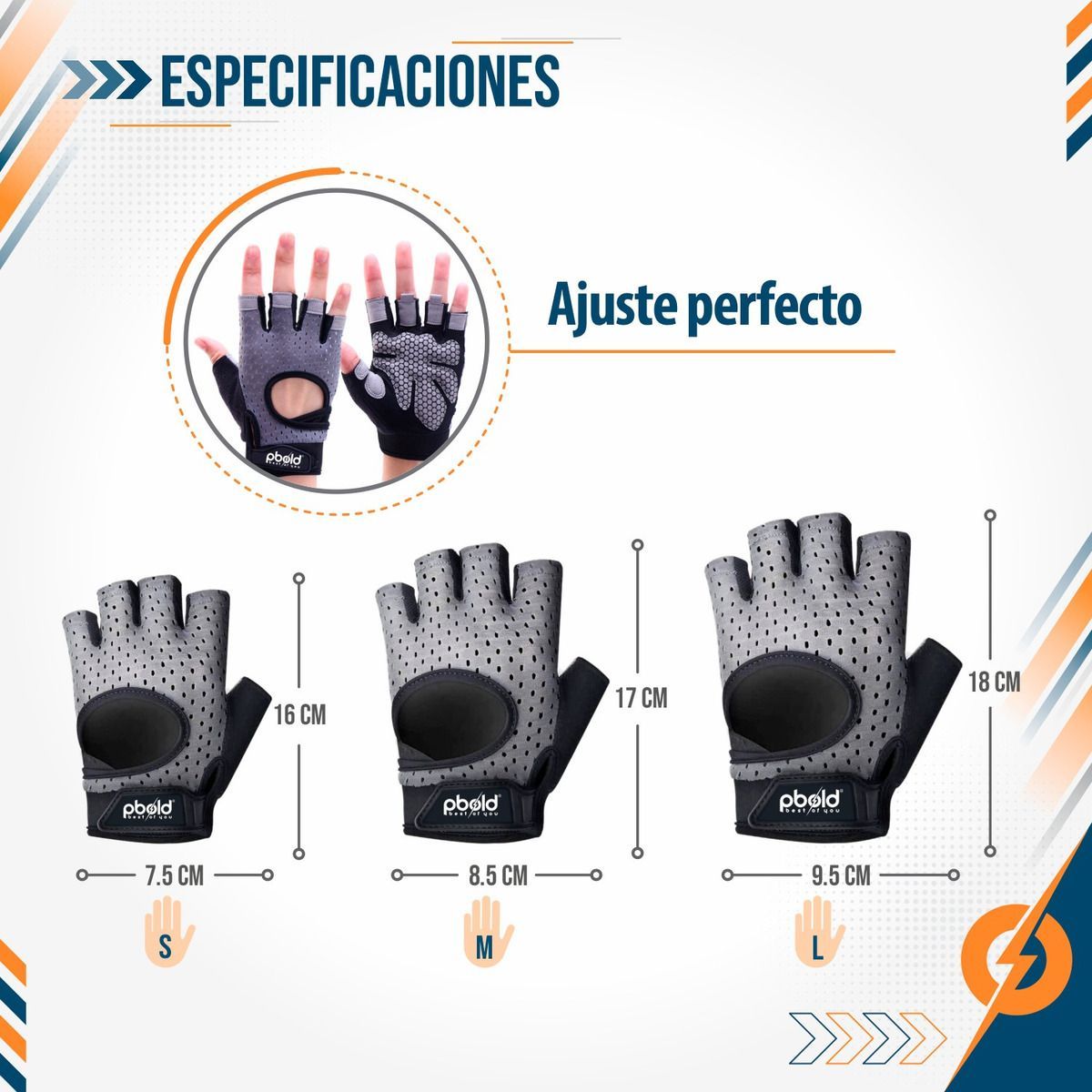 PBOLD - Guantes Ejercicio Gym Calistenia Entrenamiento Gris M