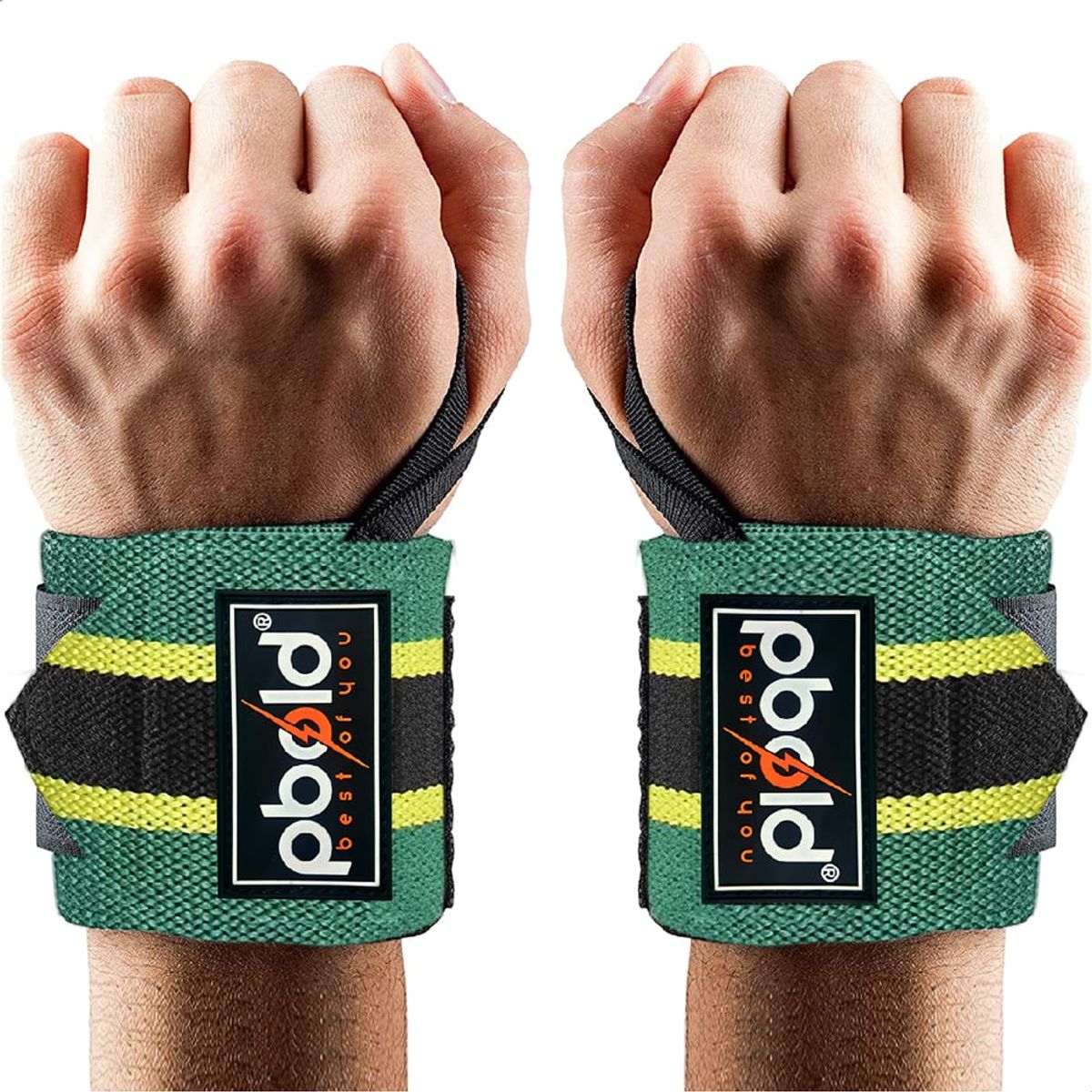 PBOLD - Par Muñequeras Strap Pesa Mancuerna Barra Gimnasio Gym Verde