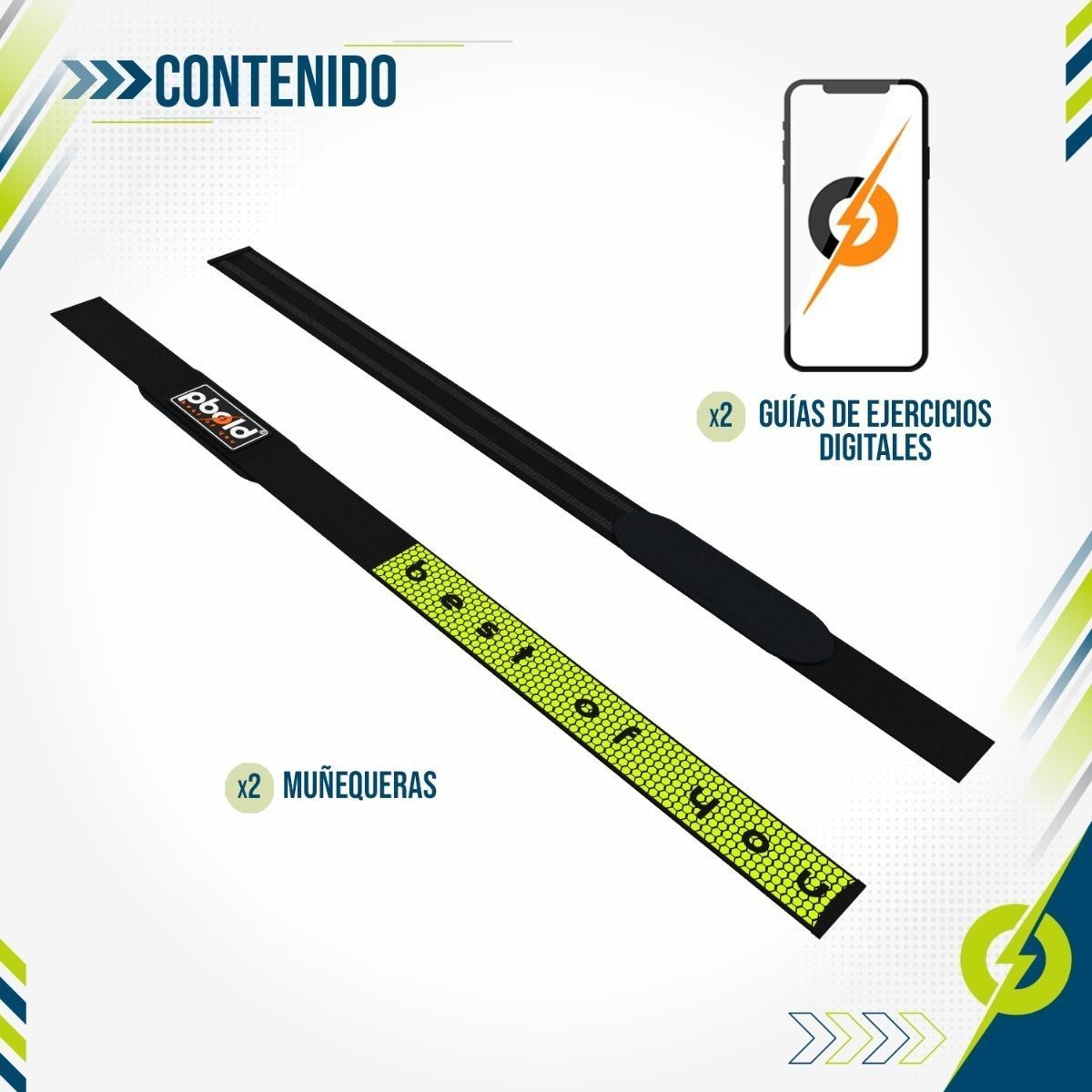 PBOLD - Par Muñequeras Straps Pesas Gym Crossfit Soporte Limón