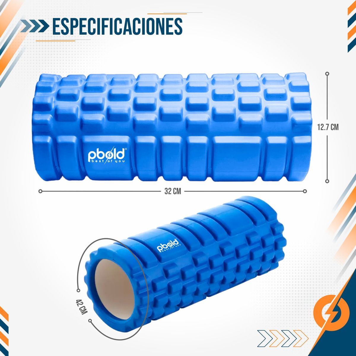PBOLD - Rodillo Foam Roller Yoga Pilates Fisioterapia Gym Ejercicio Azul