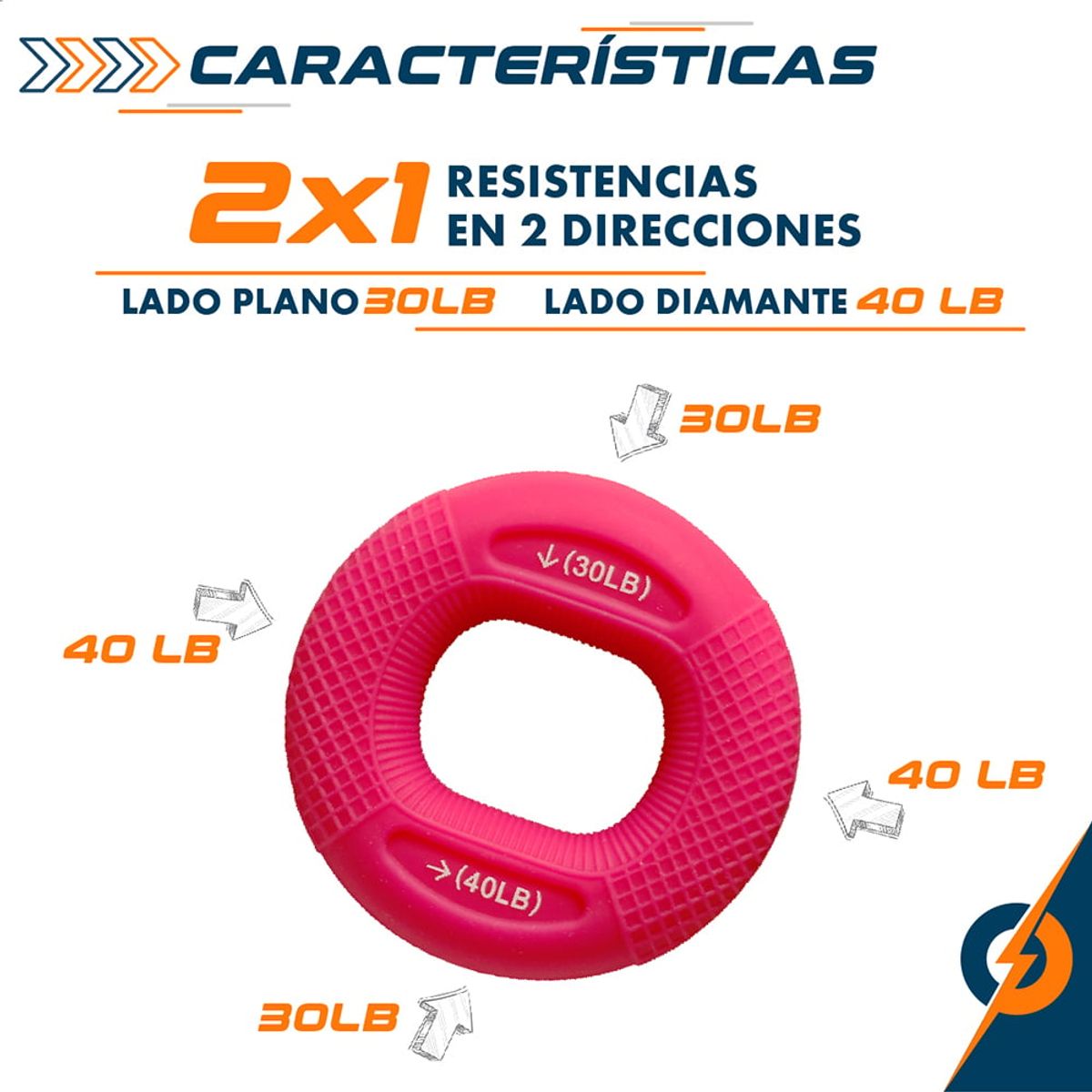 PBOLD - Hand Grip Ejercitador Mano Muñeca Dedo 40 Lb Violeta