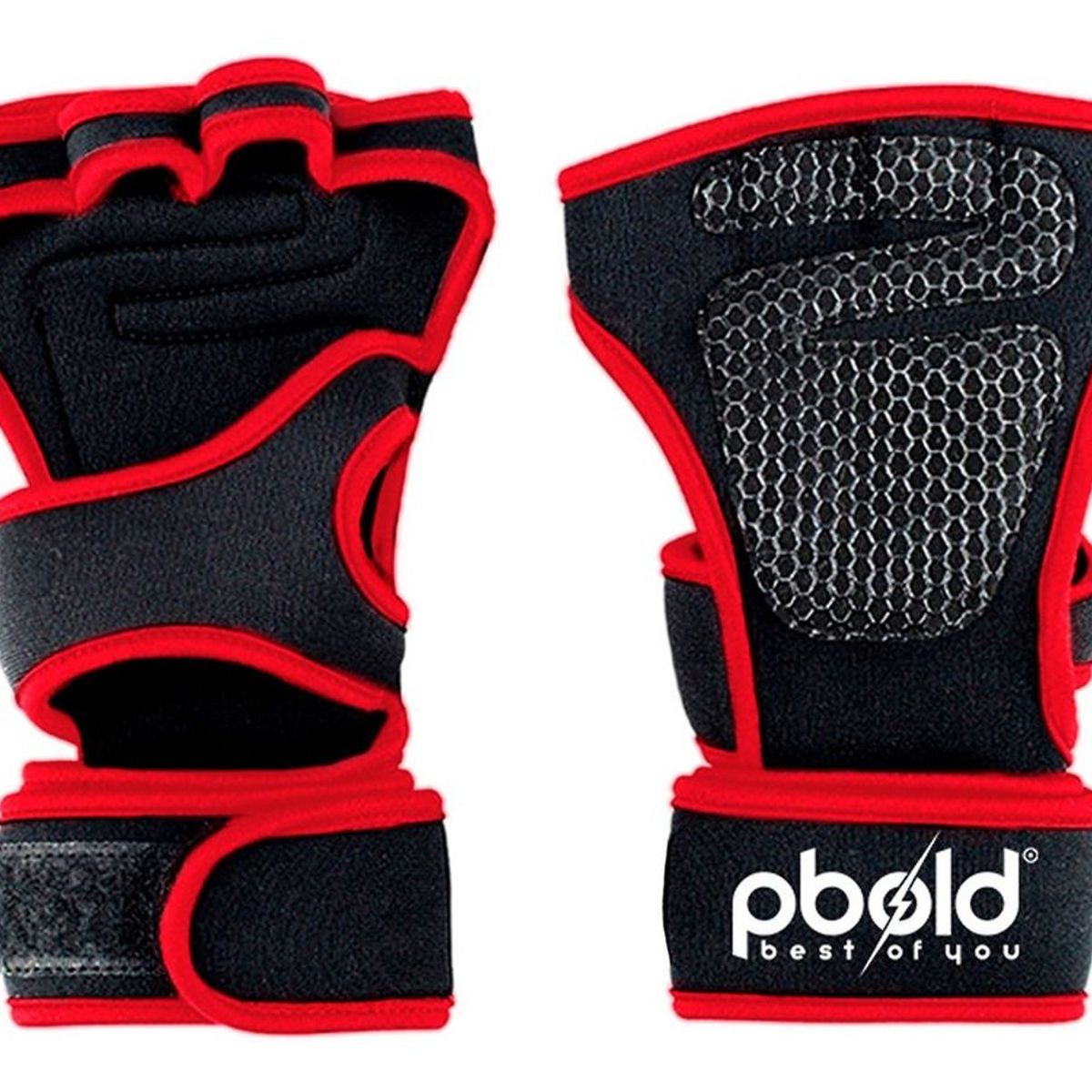 PBOLD - Guantes Gimnasio Gym Entrenamiento Calistenia Crossfit Pbold Rojo M