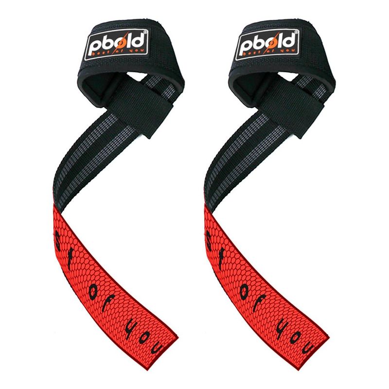 PBOLD - Par Muñequera Straps Pesas Gym Crossfit Correa De Soporte Rojo