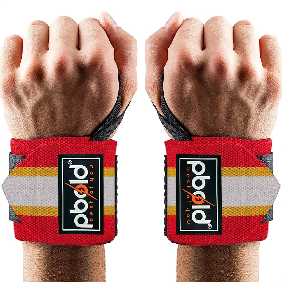 PBOLD - Straps Muñequeras Correa Antideslizante Barra Pesas Gym Rojo