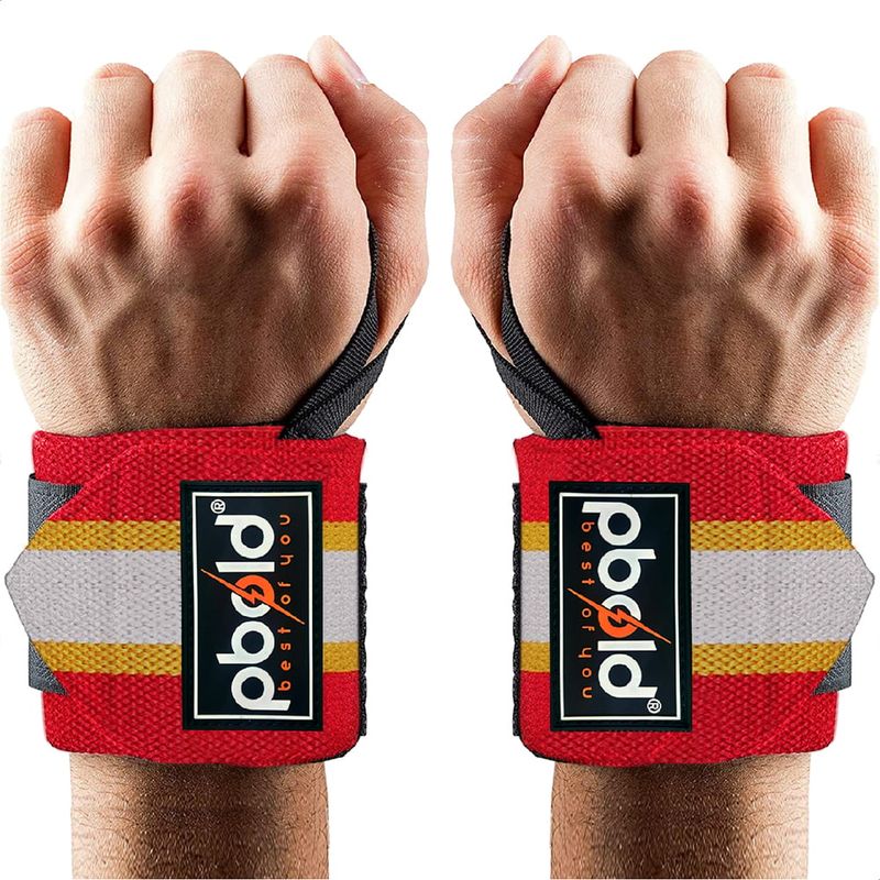 PBOLD - Straps Muñequeras Correas Antideslizantes Barras Pesas Gym Rojo