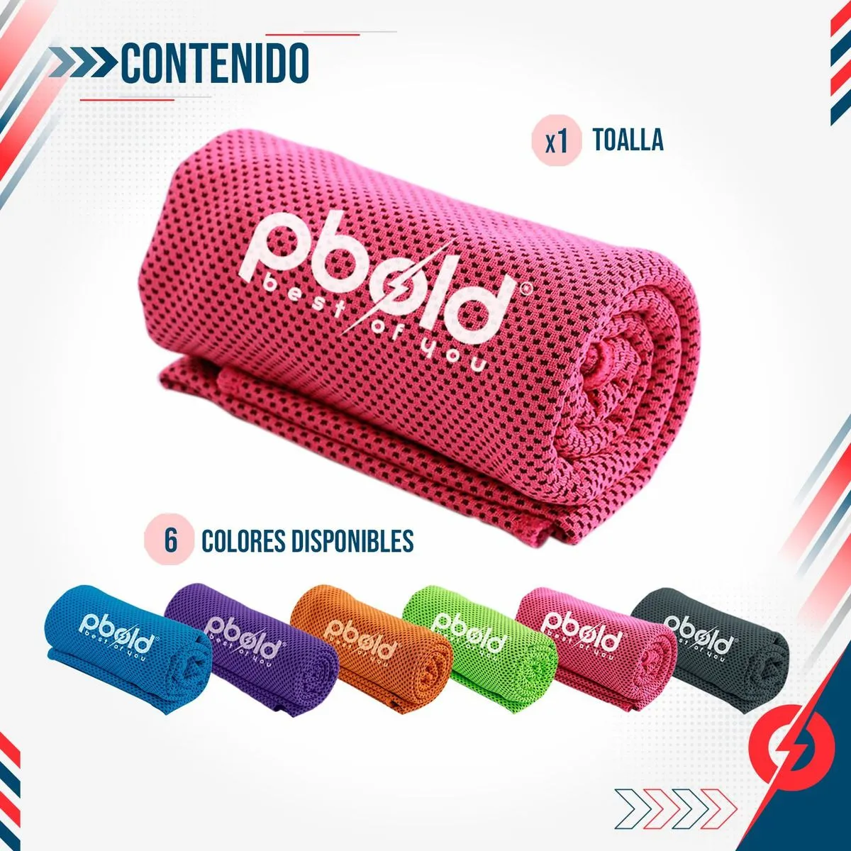 PBOLD - Toalla Facial Microfibra Pbold Gym Deportiva Fitness Rosa