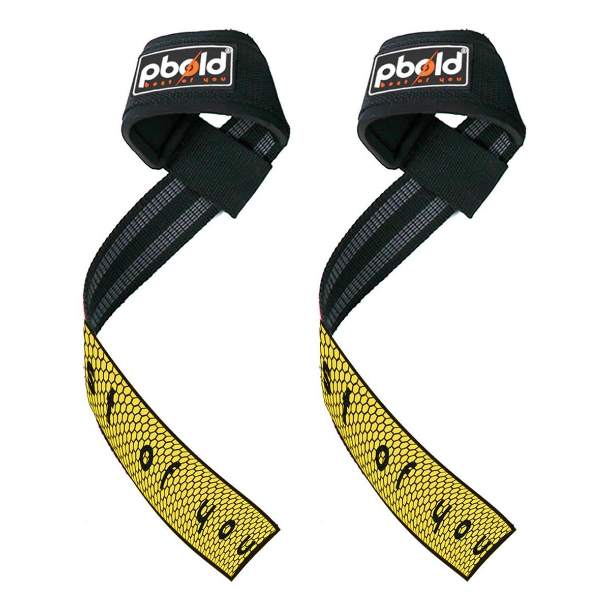 PBOLD - Par Straps Muñequeras Pesas Gym Crossfit Soporte Amarillo