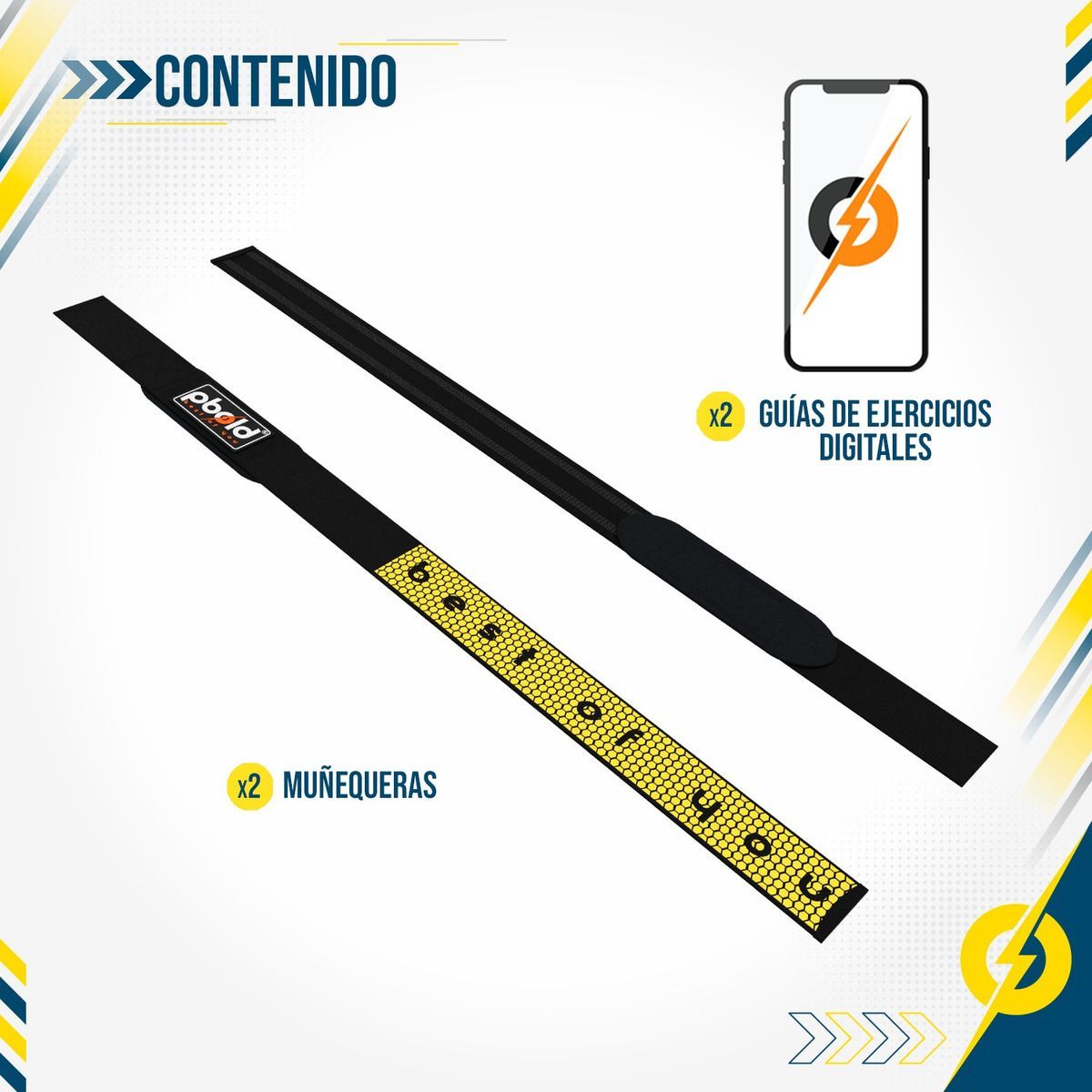 PBOLD - Par Straps Muñequeras Pesas Gym Crossfit Soporte Amarillo