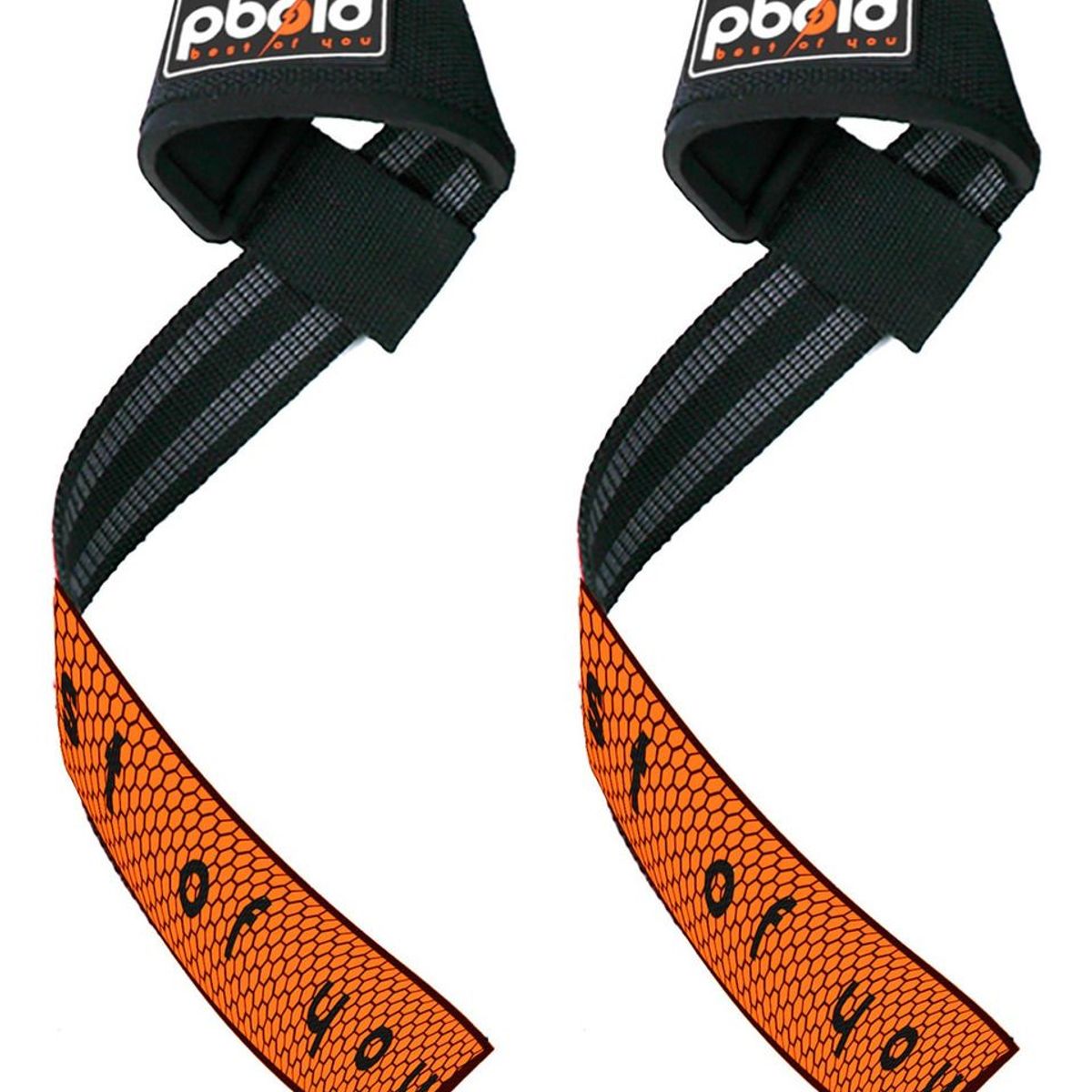 PBOLD - Par Straps Muñequeras Pesas Gym Crossfit Soporte Naranja