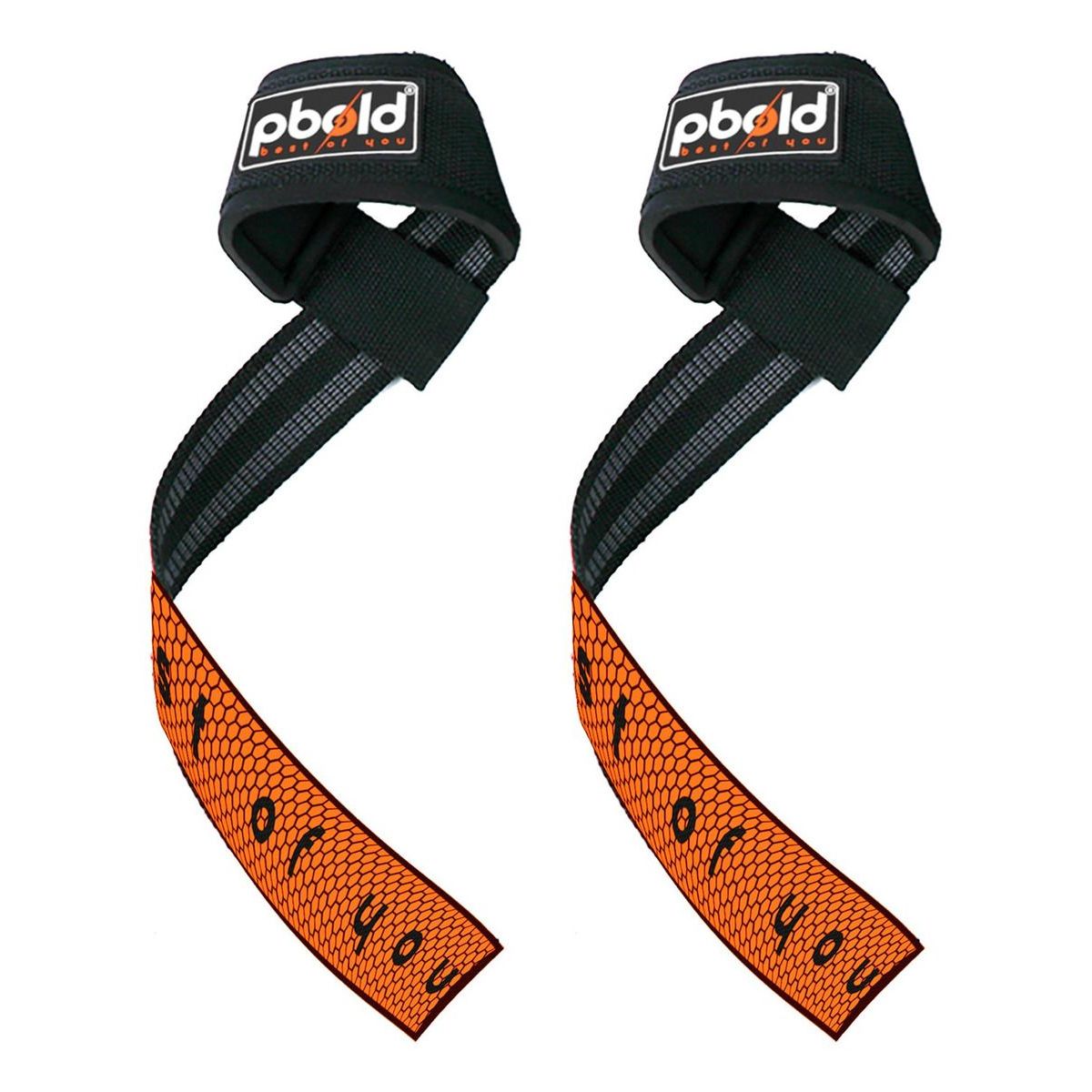 PBOLD - Par Straps Muñequeras Pesas Gym Crossfit Soporte Naranja