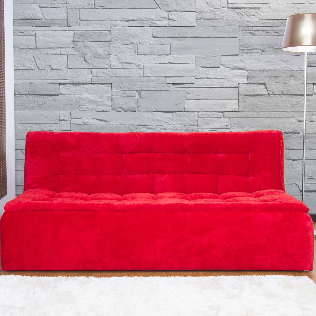 SOFA MARKET - Sofa Cama Lego 3 Puestos Tela Rojo