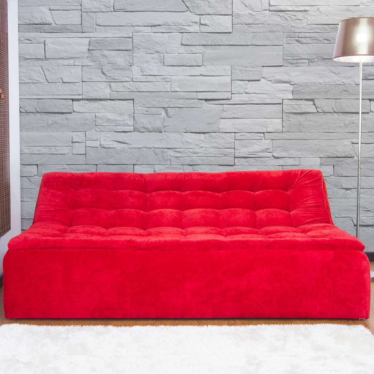 SOFA MARKET - Sofa Cama Lego 3 Puestos Tela Rojo