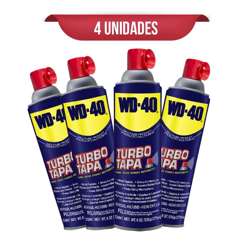WD 40 - Lubricante Multipropósito WD-40® Tubo Tapa 458ml x4 Und