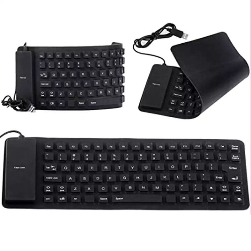 DANKI - Teclado Usb Silicona Flexible Portátil Enrollable Sin Numérico
