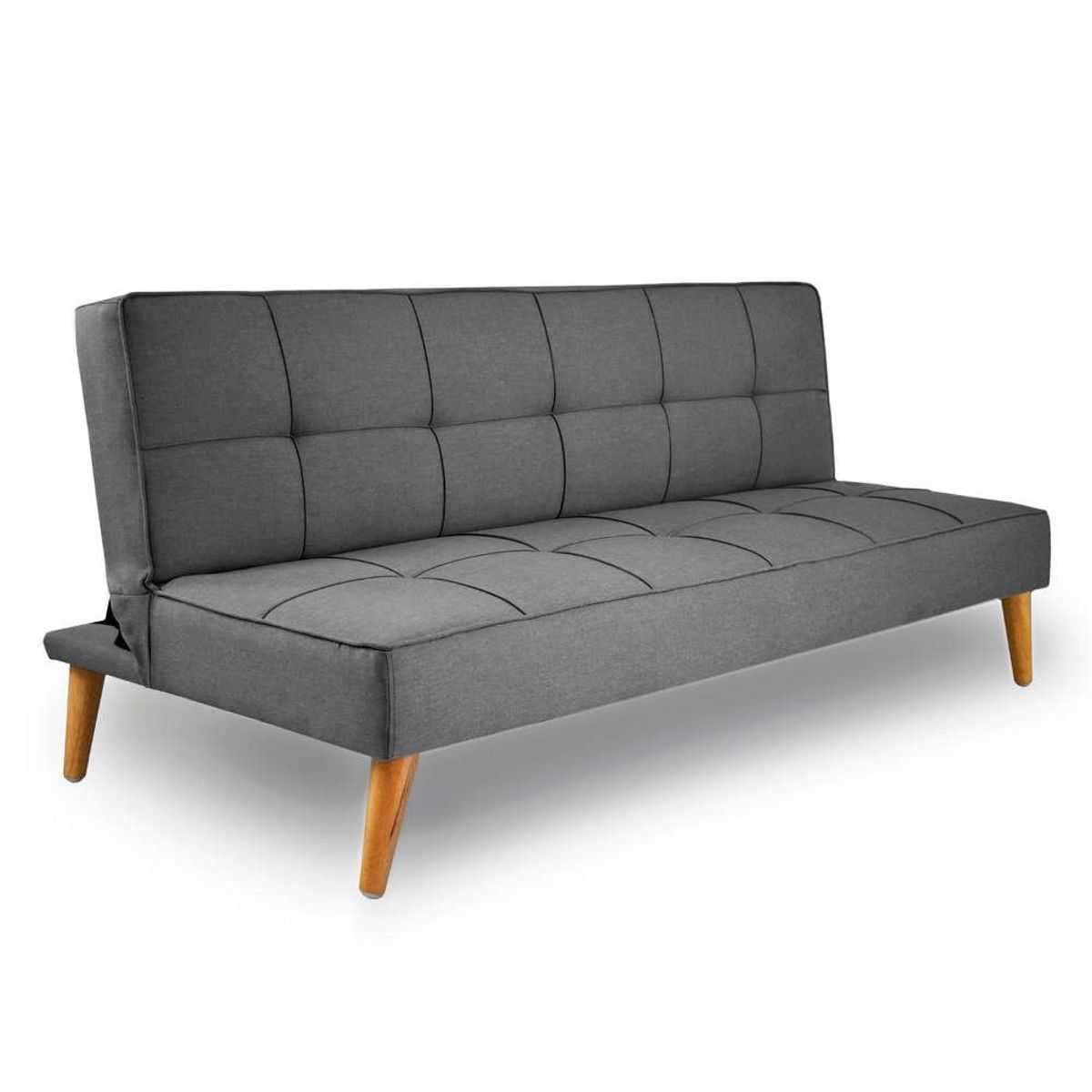 SOFA MARKET - Sofa Cama Micra 3 Puestos Tela Gris Oscuro