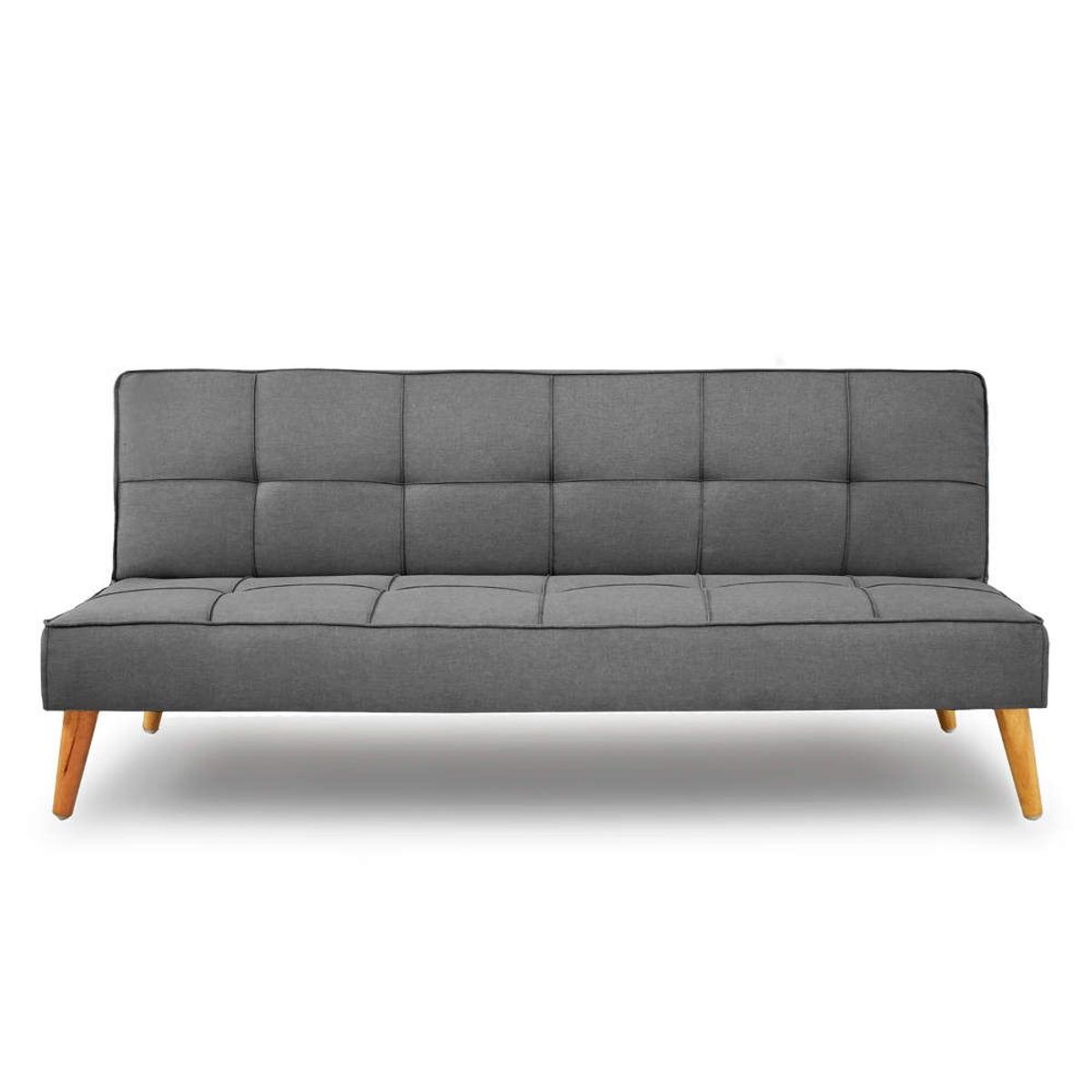 SOFA MARKET - Sofa Cama Micra 3 Puestos Tela Gris Oscuro