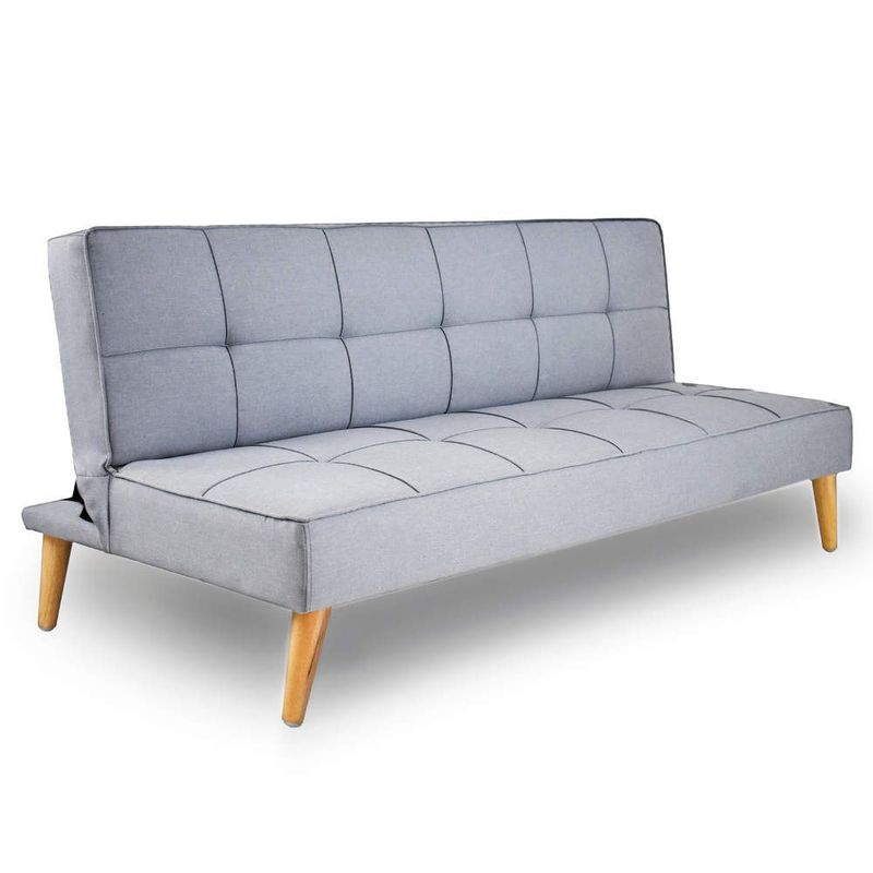 SOFA MARKET - Sofa Cama Micra 3 Puestos Tela Gris Claro