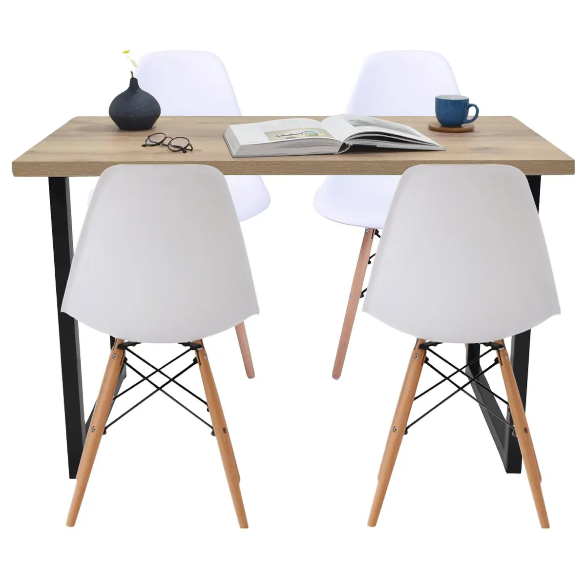 EKONOMODO COLOMBIA - Comedor Industry + 4 Sillas Eames Blancas