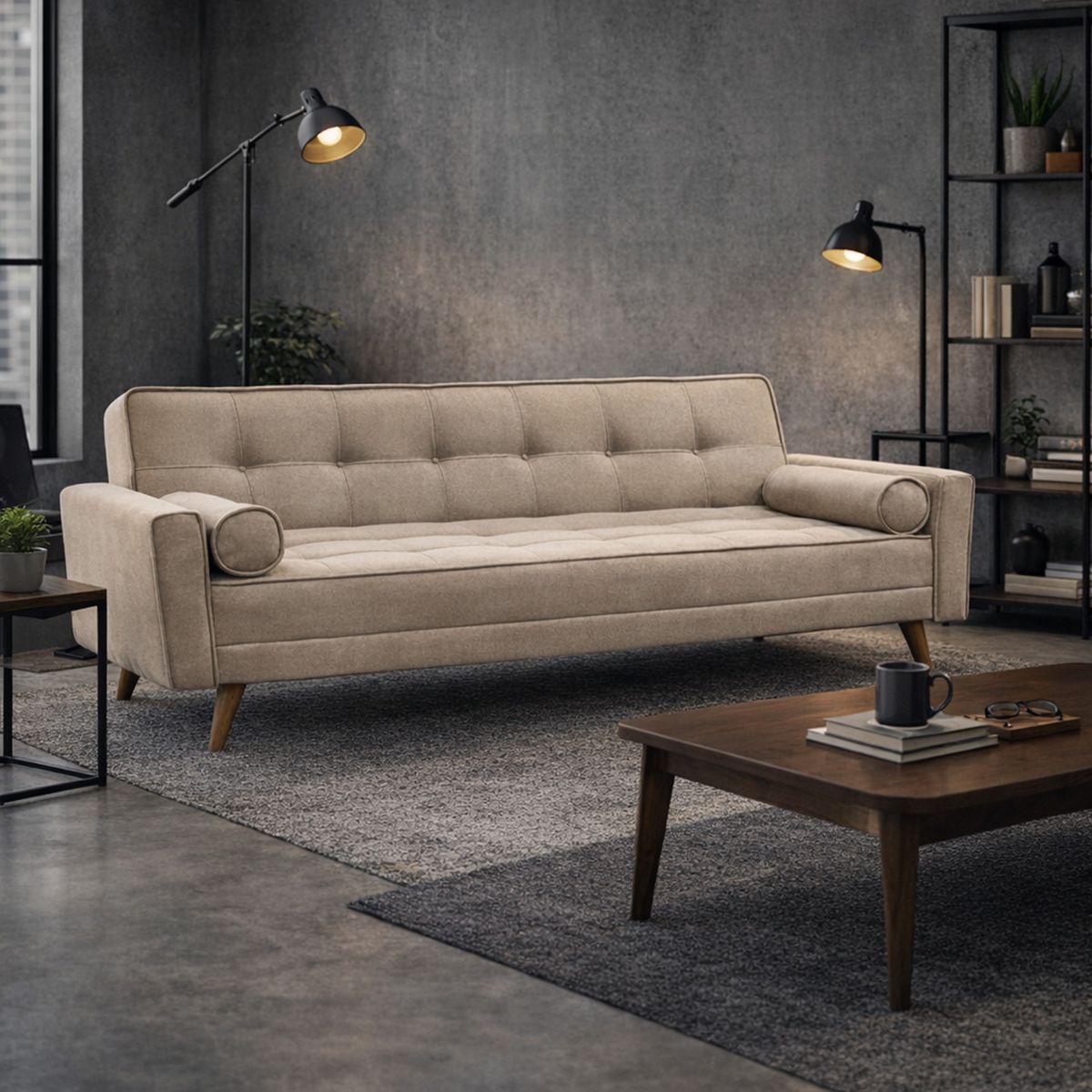 SOFA MARKET - SOFA CAMA EXTRA 3 PUESTOS TELA BEIGE