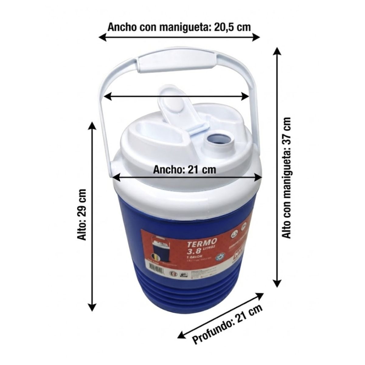 NYC - Termo Nyc 3,8 Litros 1 Galón, Thermo Hielero Insulado Camping