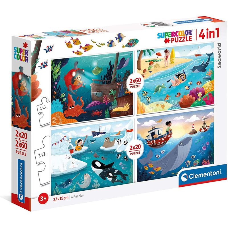 CLEMENTONI - Rompecabezas Para Niños 4 En 1 Explorando El Océano Animales