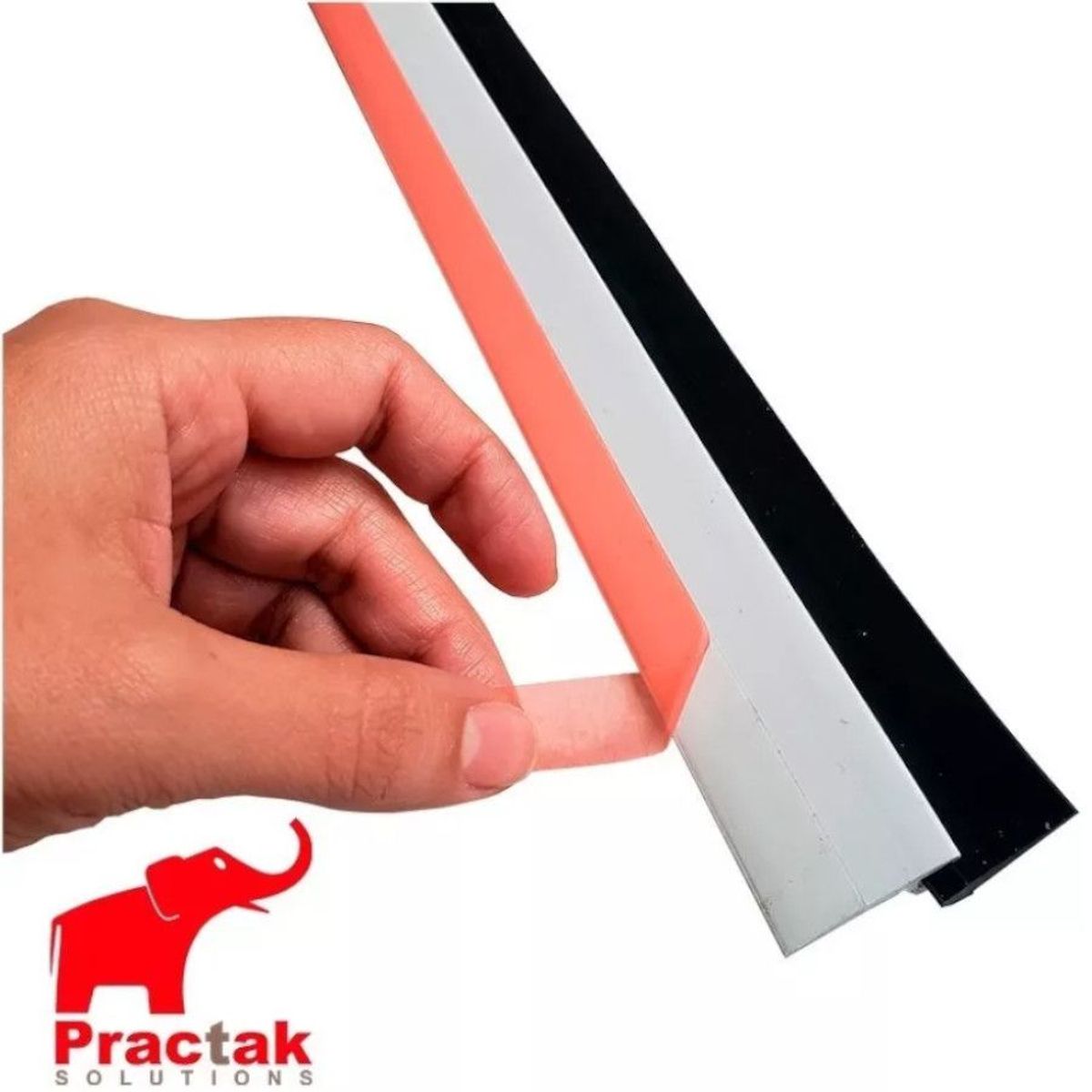 PRACTAK - Burlete Perfil Bajo De Puerta Rígido Adhesivo 97cm Practak Blanco
