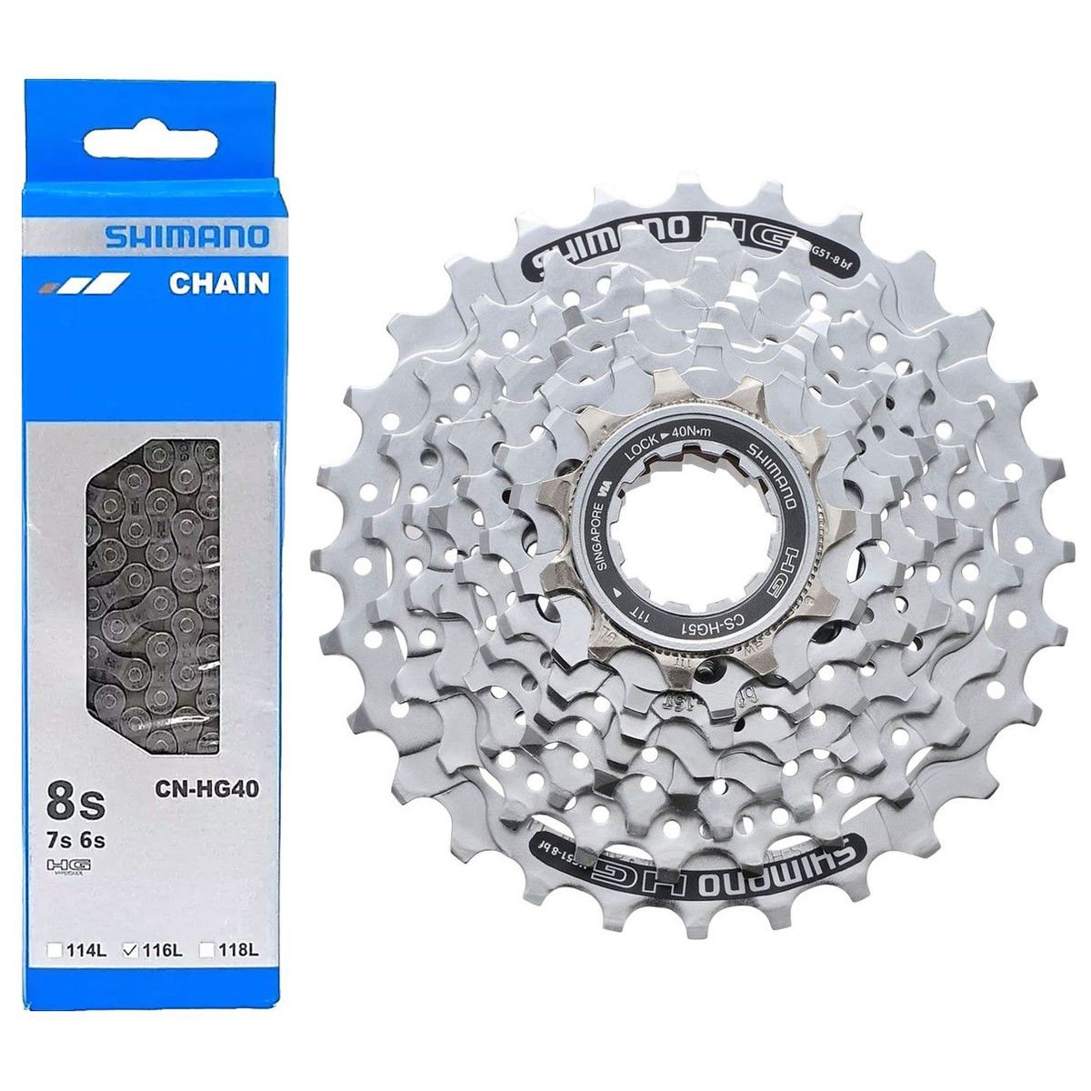 SHIMANO - Pacha + Cadenilla Bicicleta Shimano 8 Velocidades Ruta Mtb