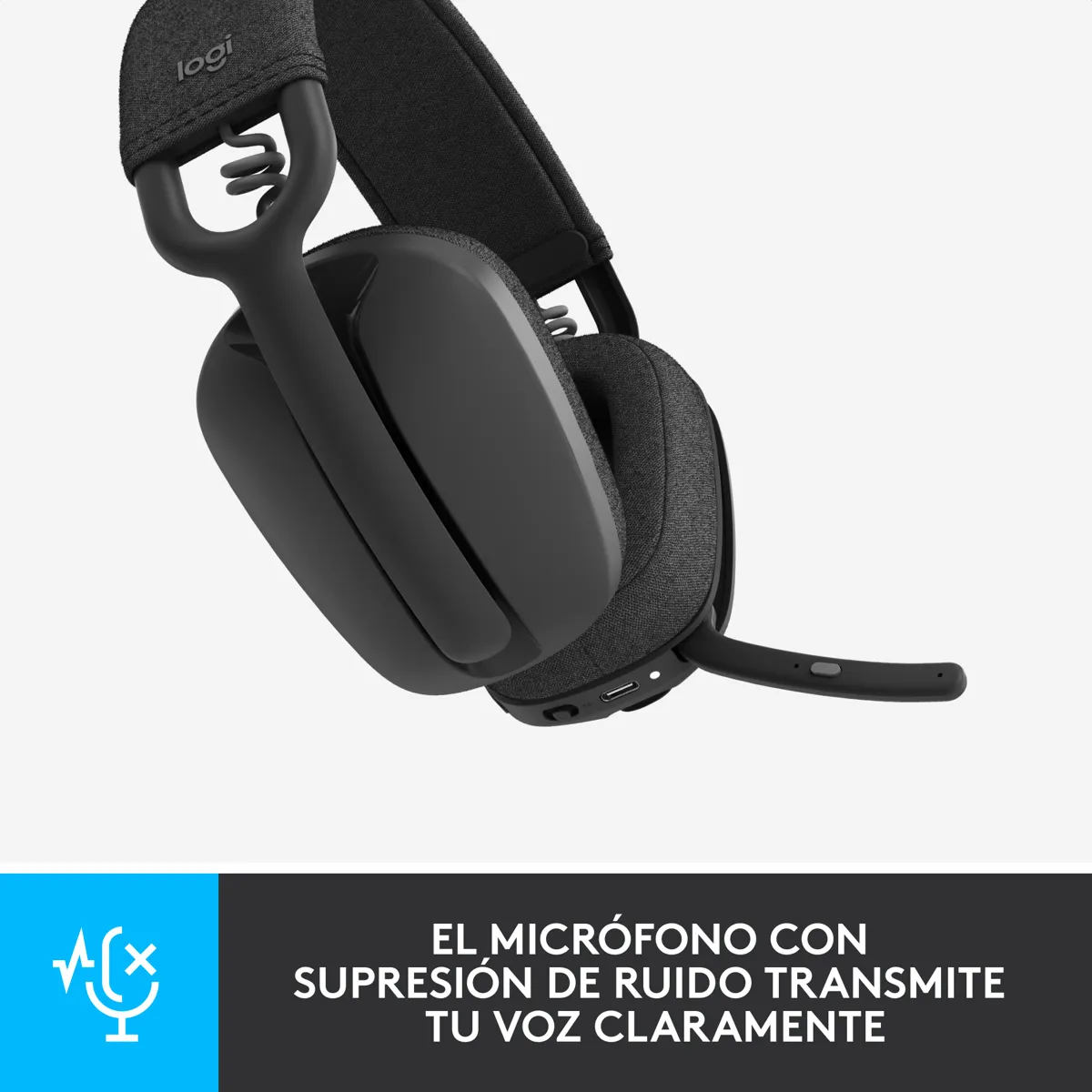 LOGITECH - Audífonos Diadema Profesional Bluetooth Logitech Zone Vibe 100 Mic Flip-to-Mute 185g 20h Grafito