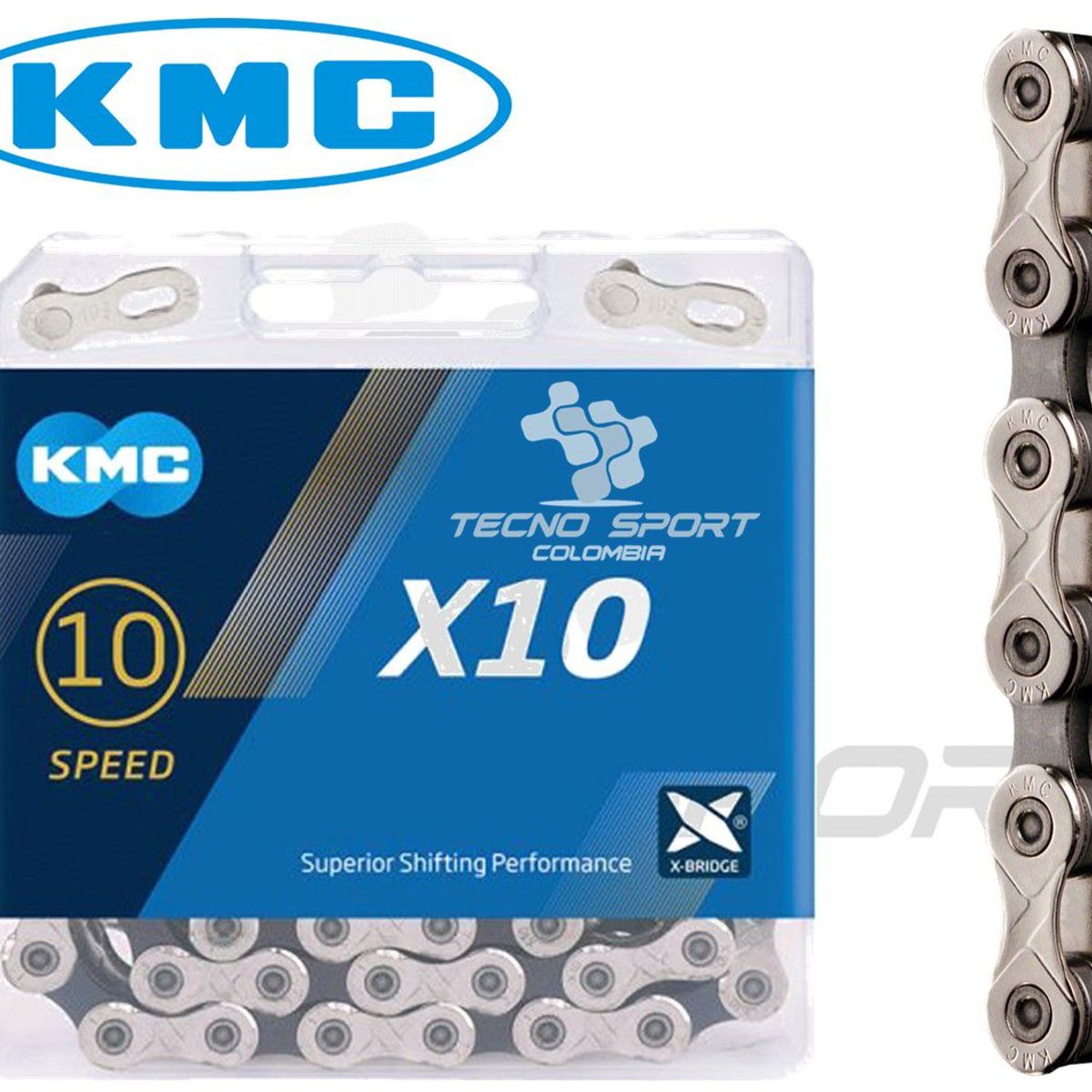 KMC - Cadenilla X10 Bicicleta Kmc Cadena Ruta Montaña 10 Velocidad