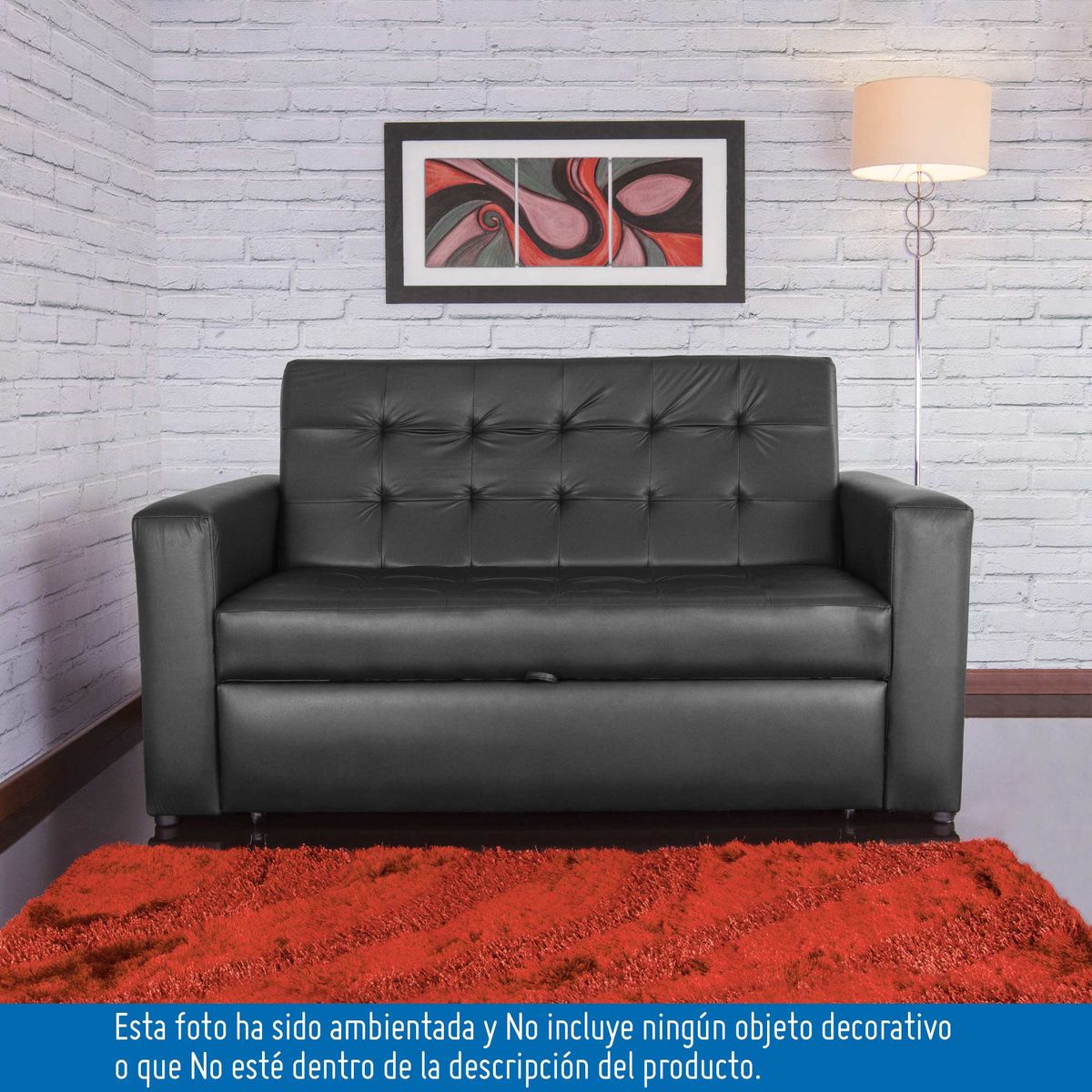 SOFA MARKET - Sofa Cama Cajon Pacific Ecocuero Negro