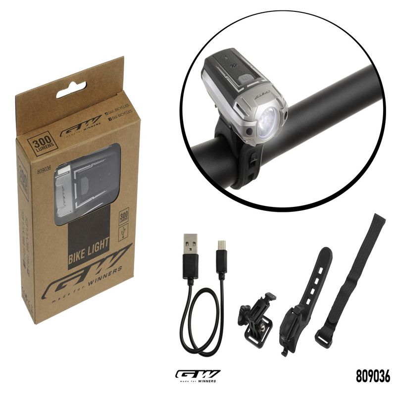 GW - Luz Delantera GW EBL-2273 Recargable USB 300 Lumens