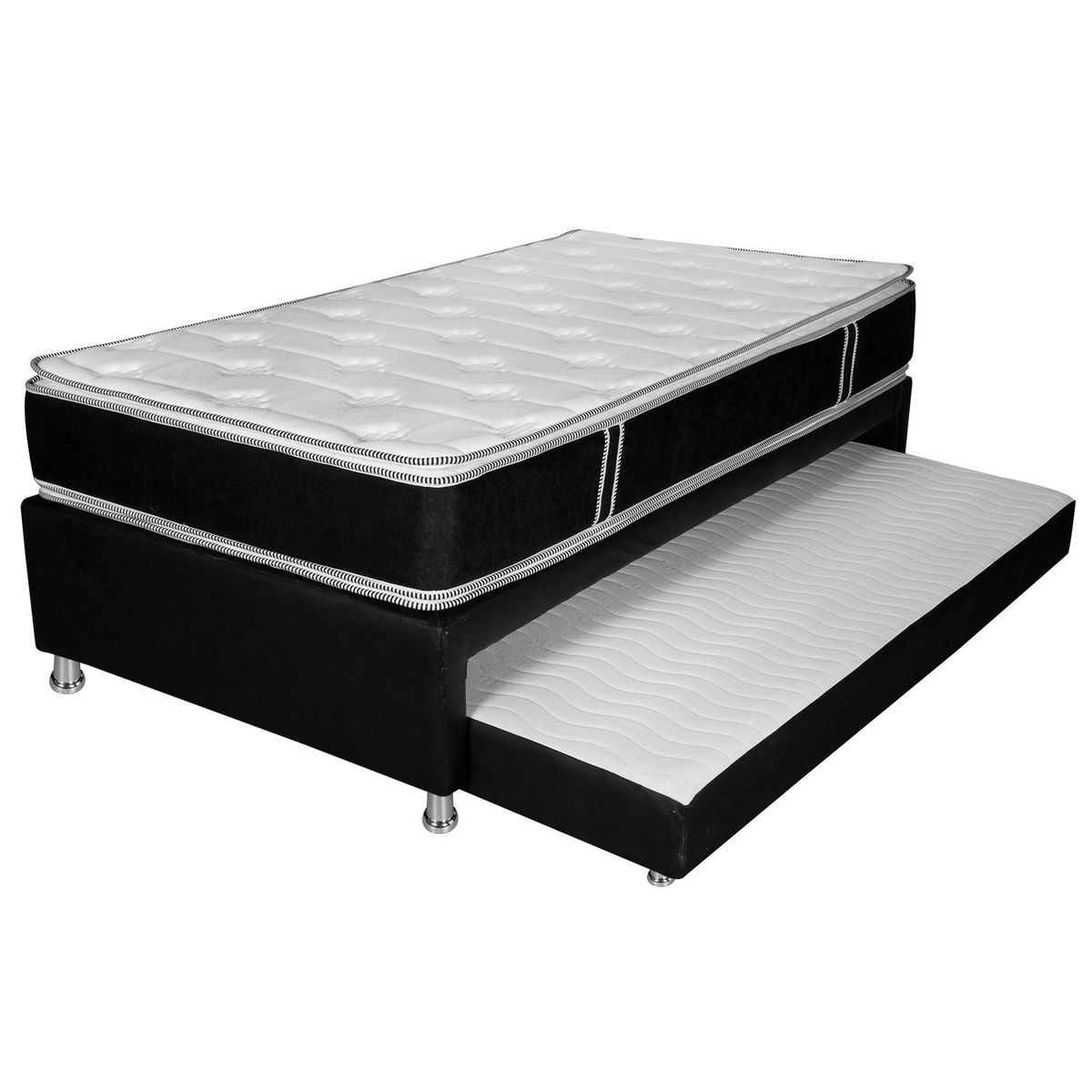 PLUMA HOME - Cama Black Nido con Colchon Semiortopedico  100X190