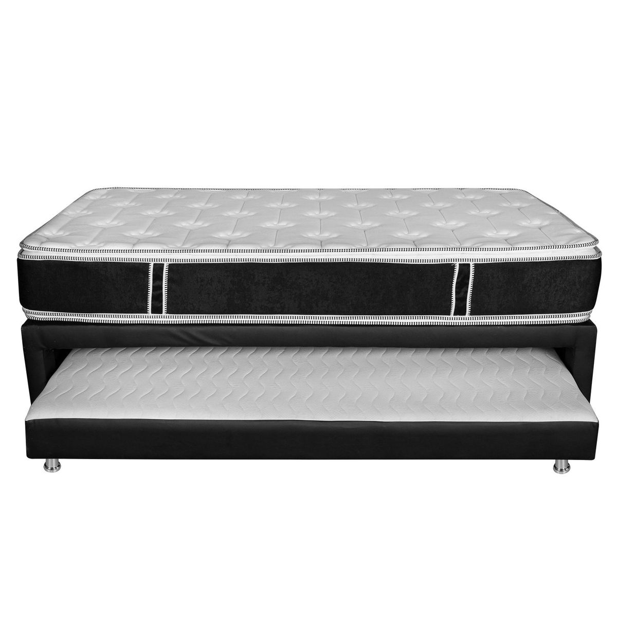 PLUMA HOME - Cama Black - Duplex Nido + Colchon SEMIDOBLE 120X190