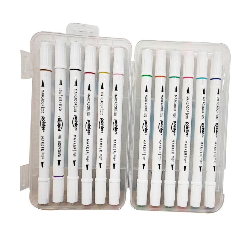 POINTER - Marcador Permanente Pointer Doble Punta En Estuche X 12 Und