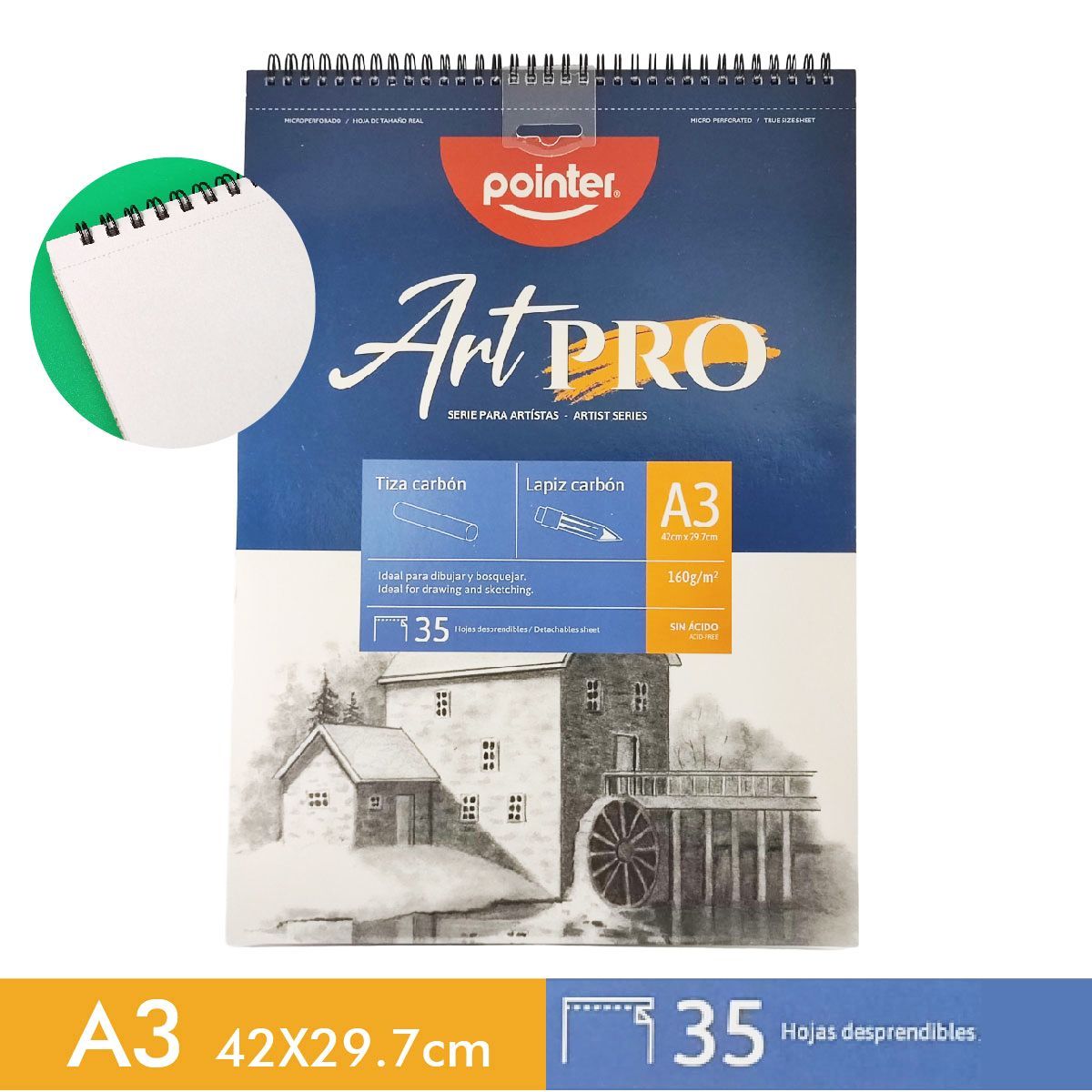 POINTER - Bitácora De Dibujo Pointer Tamaño A3 X 35 Hojas Sin Ácido