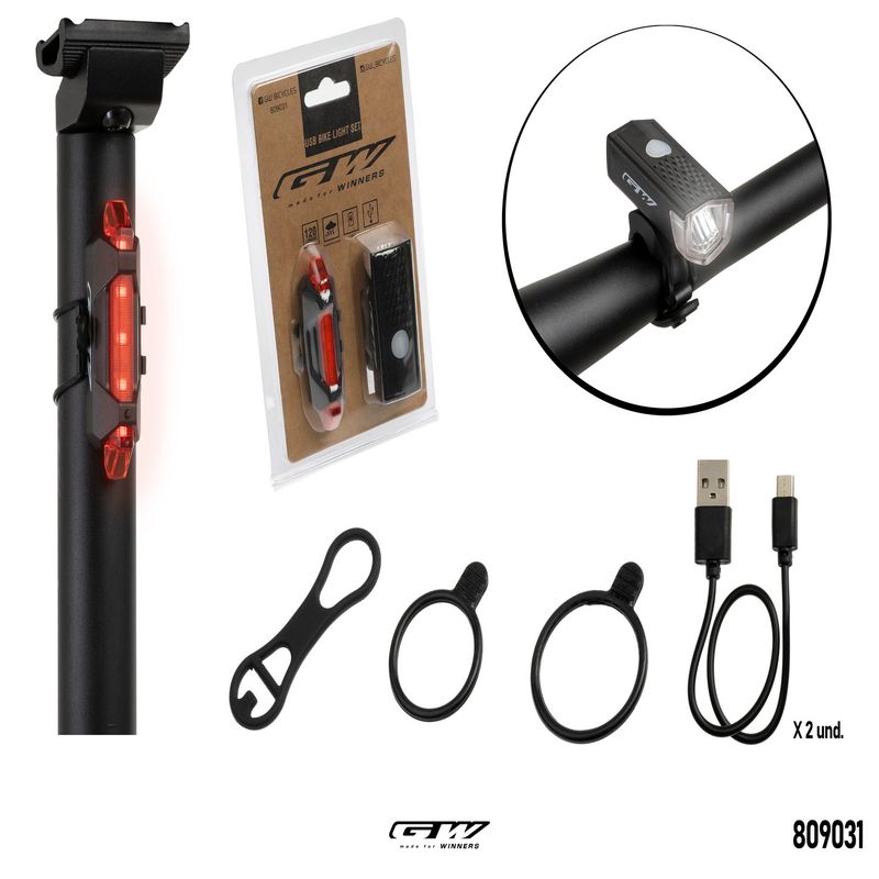 GW - Luz Delantera Y Trasera GW EBSL-2255EBL-3402 Recargable