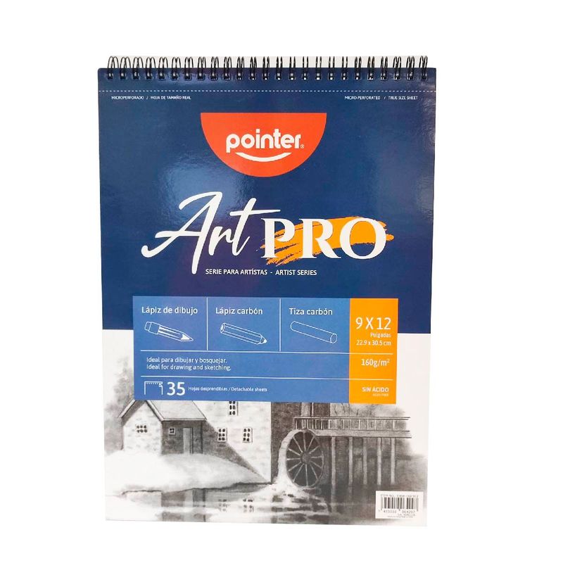 POINTER - Bitácora Para Dibujo Pointer Art Pro 9x12 Pulgadas 35 Hojas
