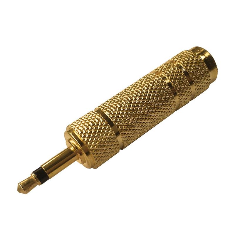 GENERICO - Adaptador Metalico Audio Plug Mono 3.5 Mm A Jack 6.3 Mm