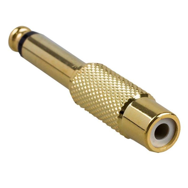 GENERICO - Adaptador Metalico Audio Plug Mono 6.3 Mm A Jack Rca Hembra