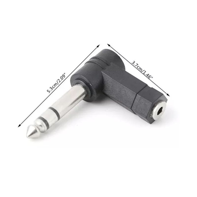 GENERICO - Adaptador De Audio Plug Stereo 6.3 A Jack 3.5 Mm Angulo 90°