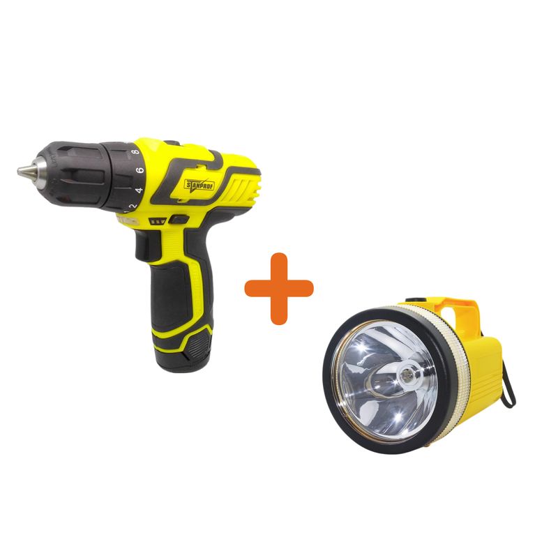 STANPROF - Taladro Inalambrico 6puntas+6broc+2bater Color Amarillo 60hz 110v240v