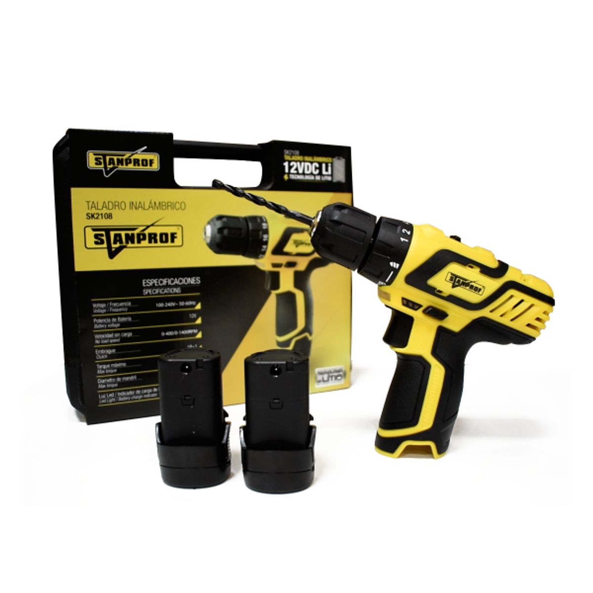 STANPROF - Taladro Inalambrico Color Amarillo 60hz 110v240v