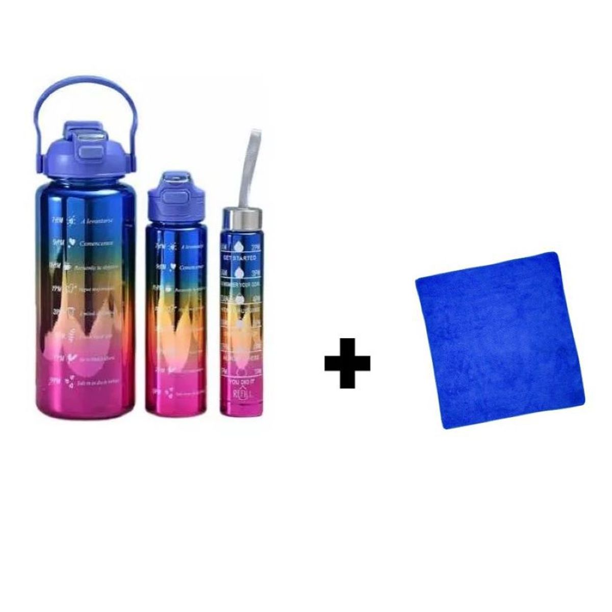 GENERICO - Botilitos Termo Motivacional X 3 Und Metalizado Mas Toalla Facial