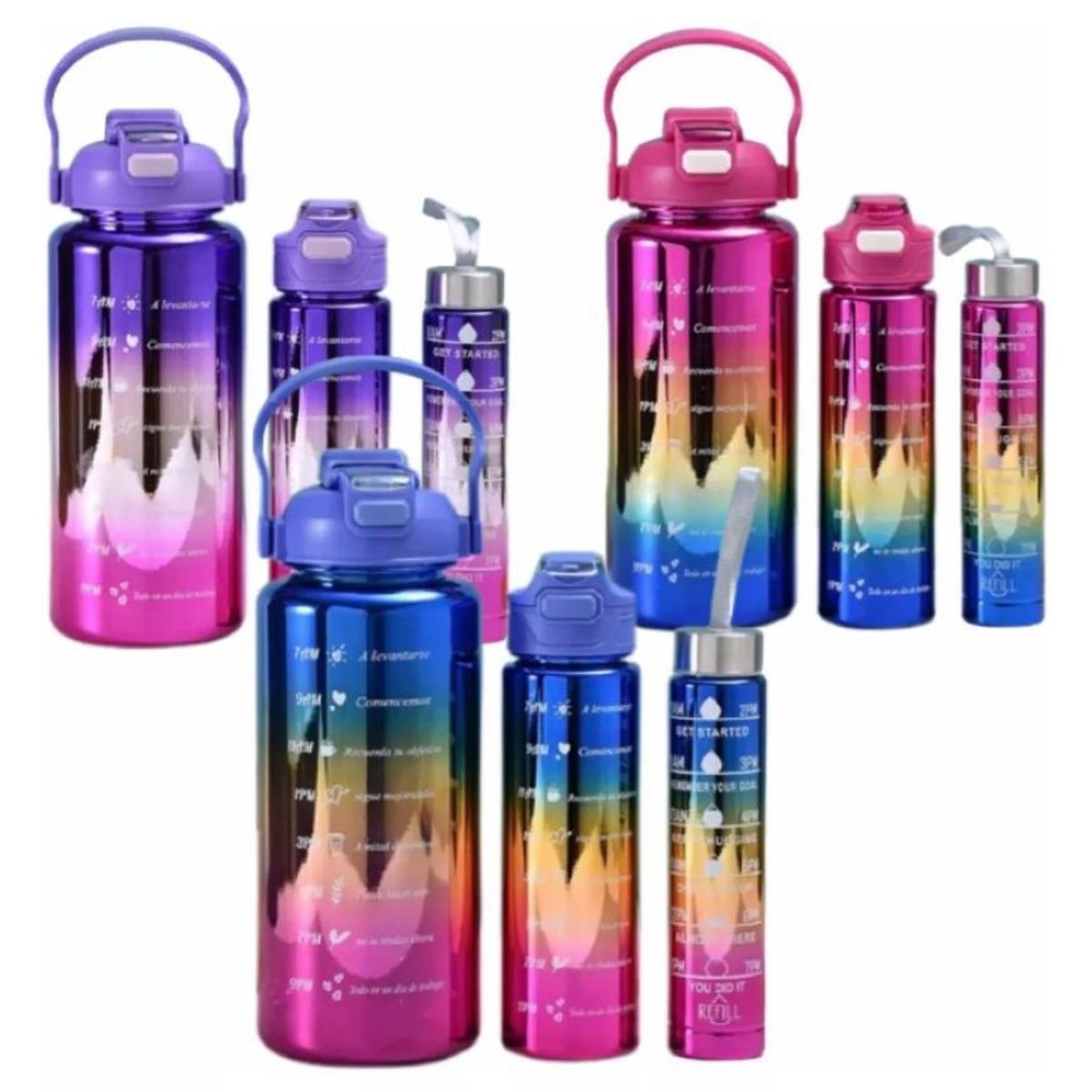 GENERICO - Botilitos Termo Motivacional X 3 Und Metalizado Mas Toalla Facial