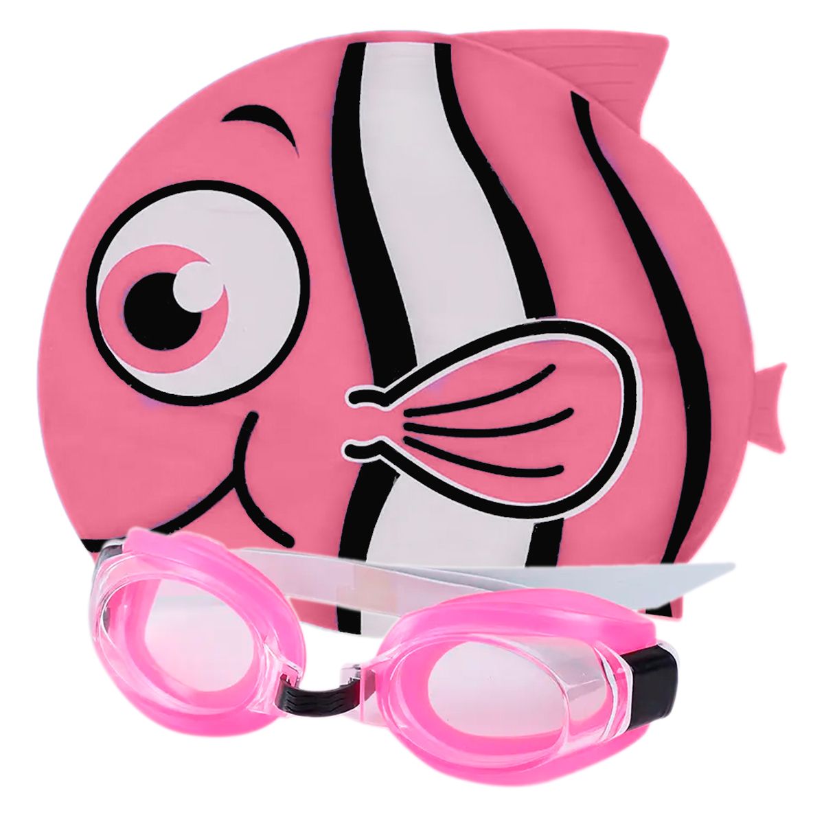 GENERICO - Set niños natación kit gafas  gorro pez silicona