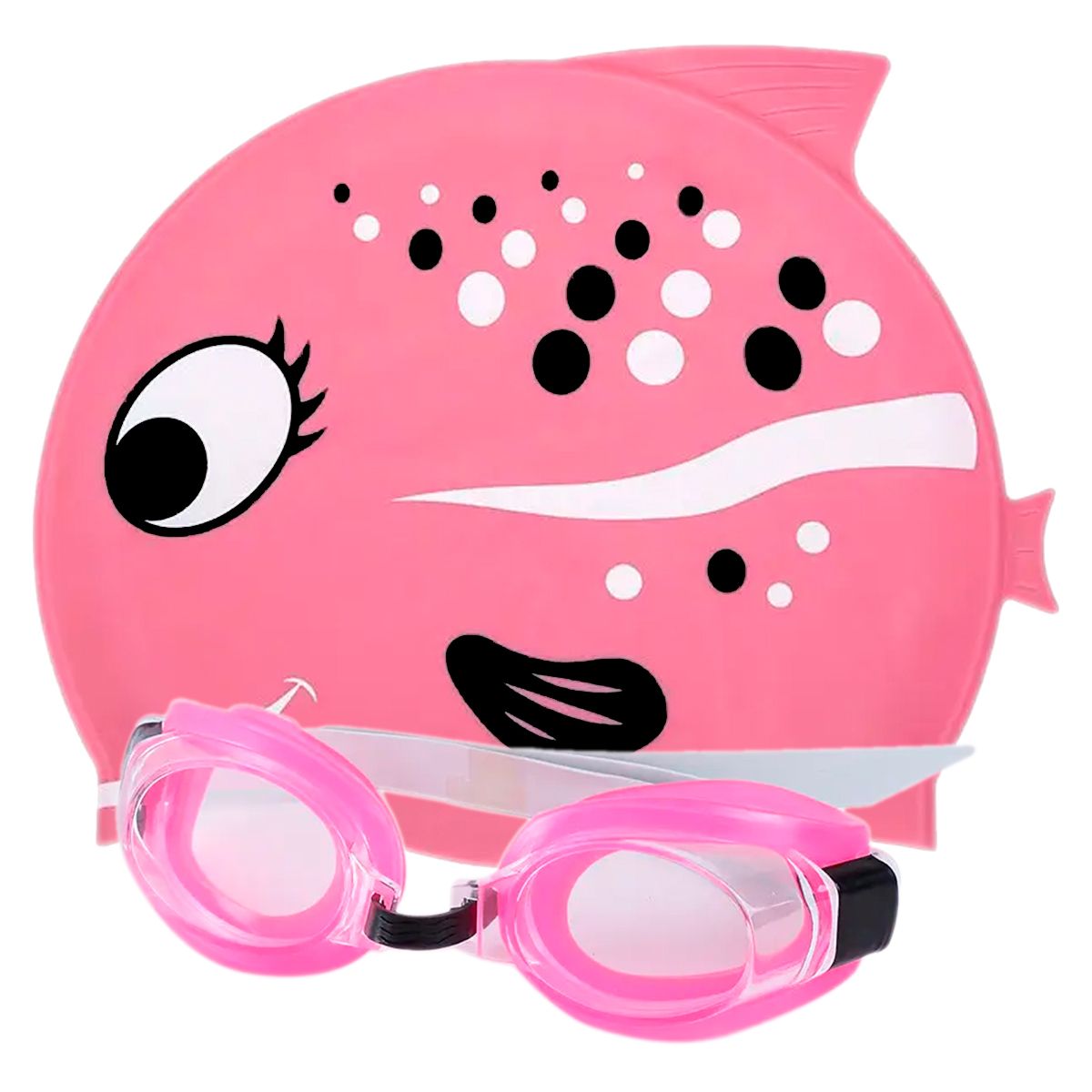 GENERICO - Set niños natación kit gafas  gorro pez silicona