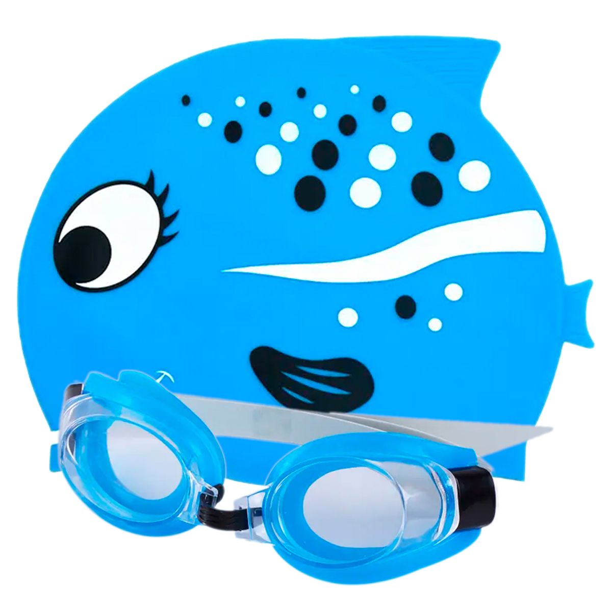 GENERICO - Set niños natación kit gafas  gorro pez silicona