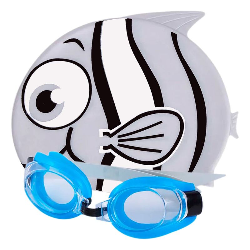 GENERICO - Set niños natación kit gafas  gorro pez silicona